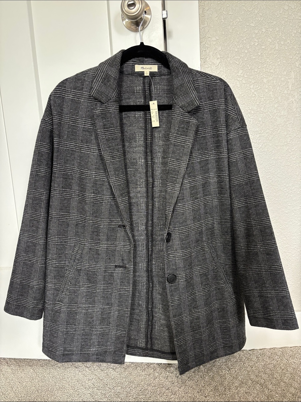 Madewell Glen Plaid Knit Oversized Blazer